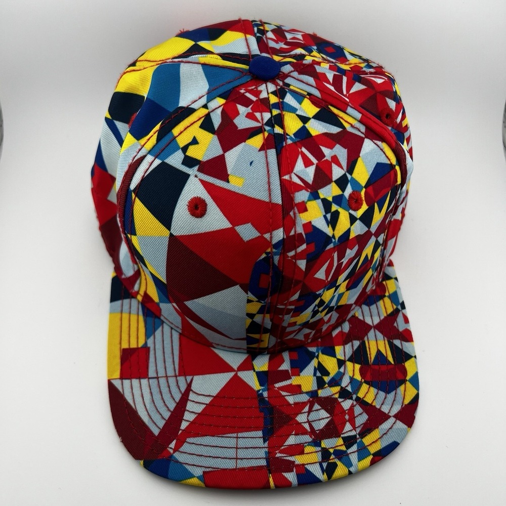 Crooks & Castles Colorful Geometric Snapback Hat All Over Print Adjustable Cap - Picture 2 of 11